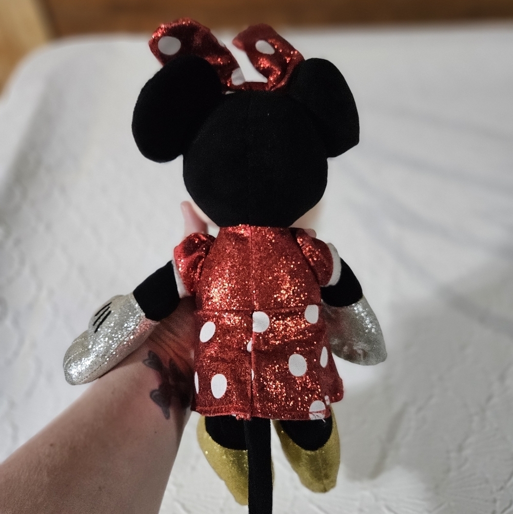 Disney Red and Gold Glitter Minnie Mouse Plush Toy - Picture 5 of 6